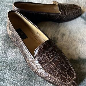 RARE Men's ZELLI Genuine Crocodile Alligator Penny Loafers Shoes 10 M Hand Craft
